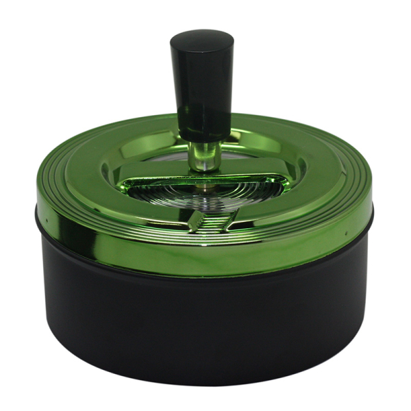 Zorr Aschenbecher Windascher schwarz matt Deckel grün 11 cm 