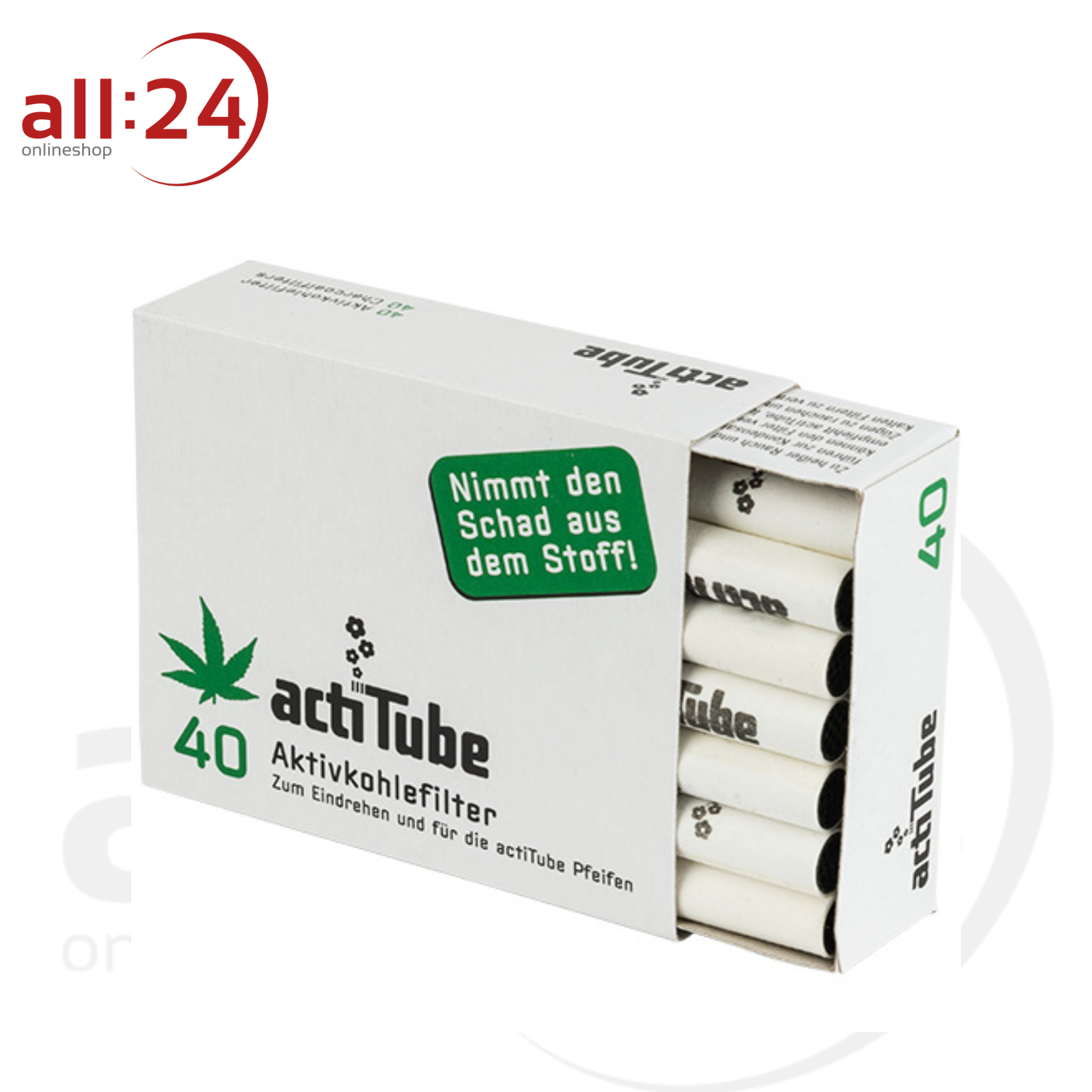 ACTITUBE Aktivkohlefilter 8mm  - 40er Box 