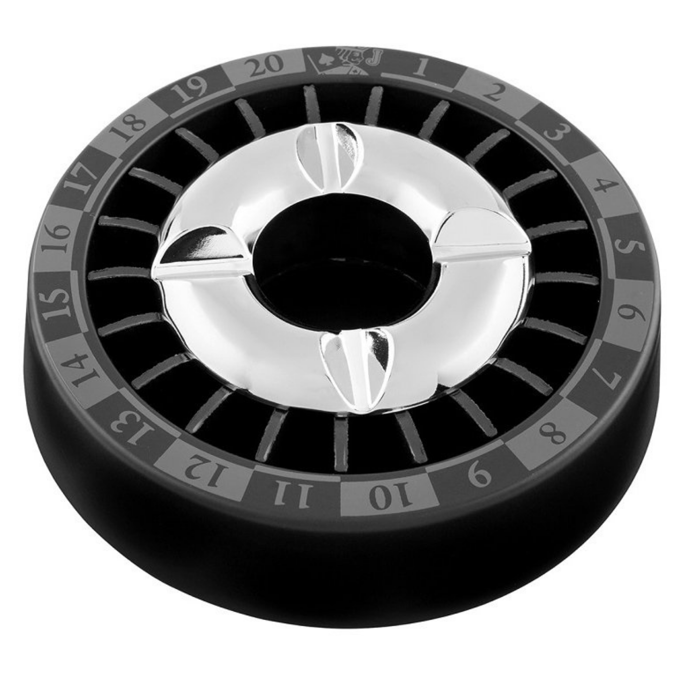 Artikelbild 1 des Artikels “Aschenbecher Roulette Schwarz Chrom 13 cm Ø “