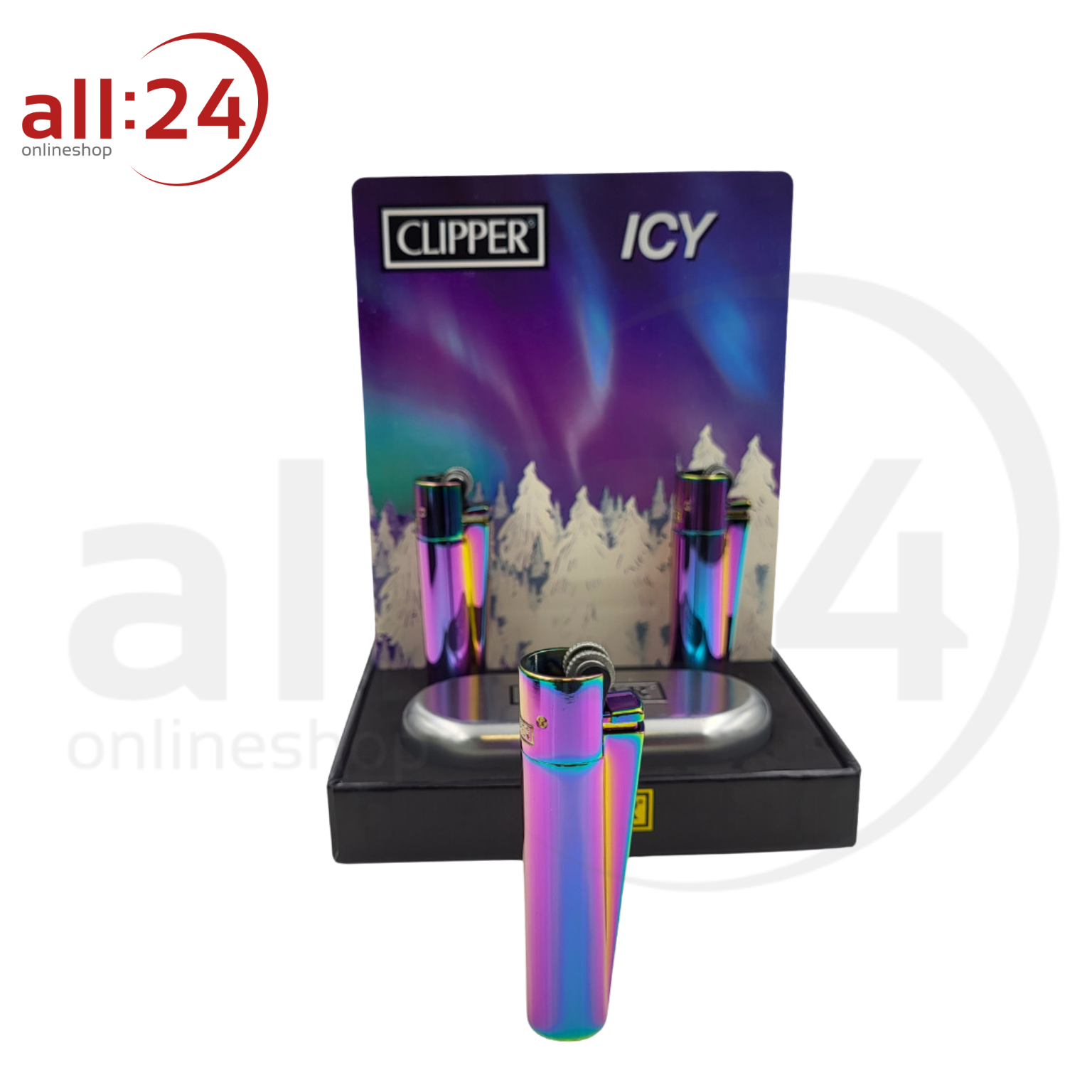 Clipper Metall Groß - Elegantes Icy Rainbow Feuerzeug 