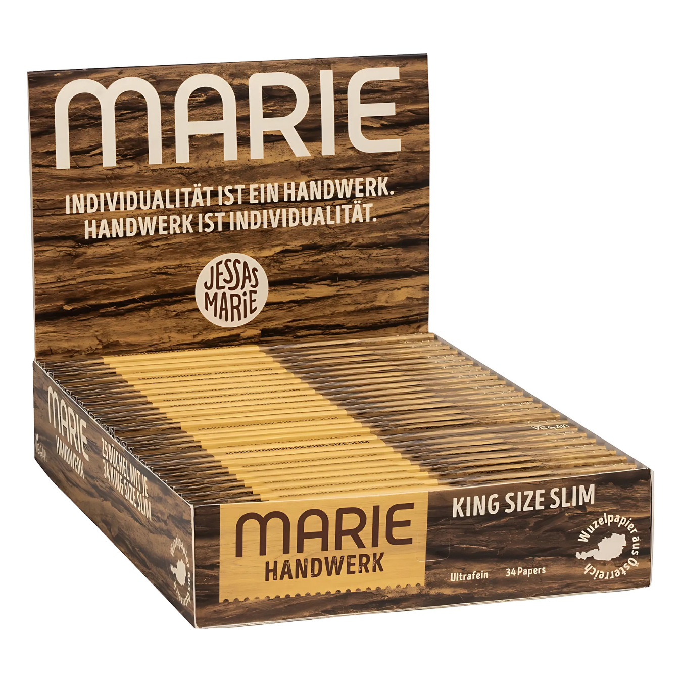 MARIE Brown King Size Slim Papers, 25 Stück 