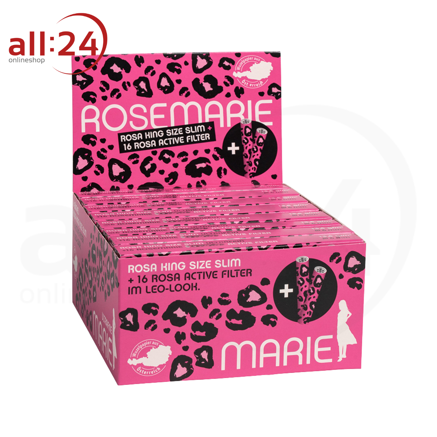 MARIE Rosemarie Paper King Size Slim + Aktivkohlefilter - 16er Pack à 34 Blatt 