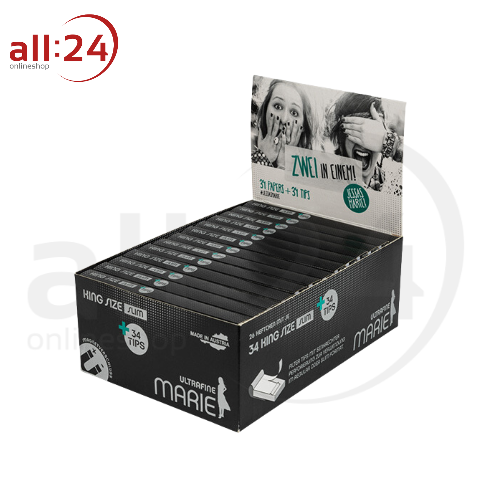 BOX MARIE Ultrafine slim KingSize Zigarettenpapier + Filter Tips 