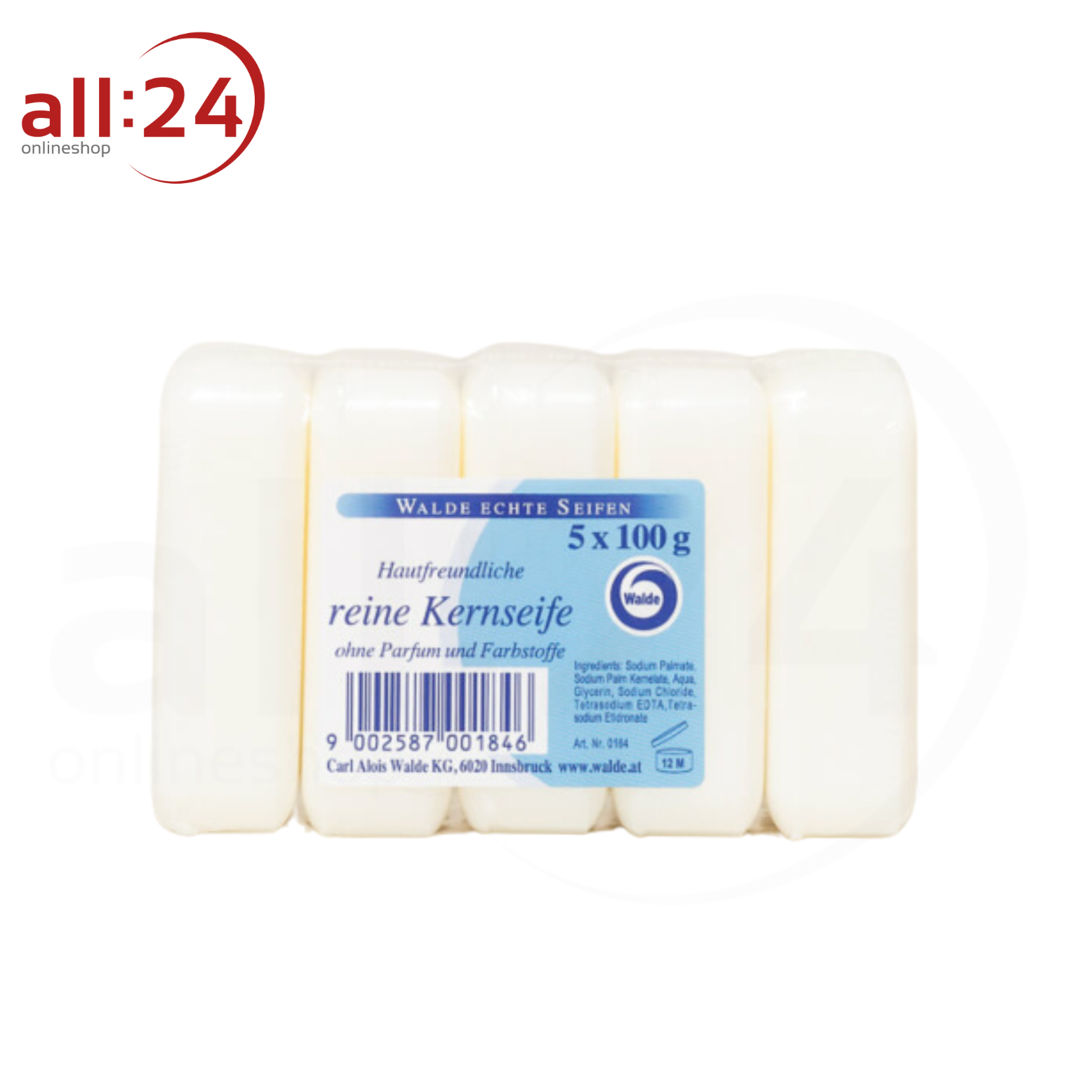 Artikelbild 1 des Artikels “Walde Reine Kernseife unparfürmiert, 5x100g “
