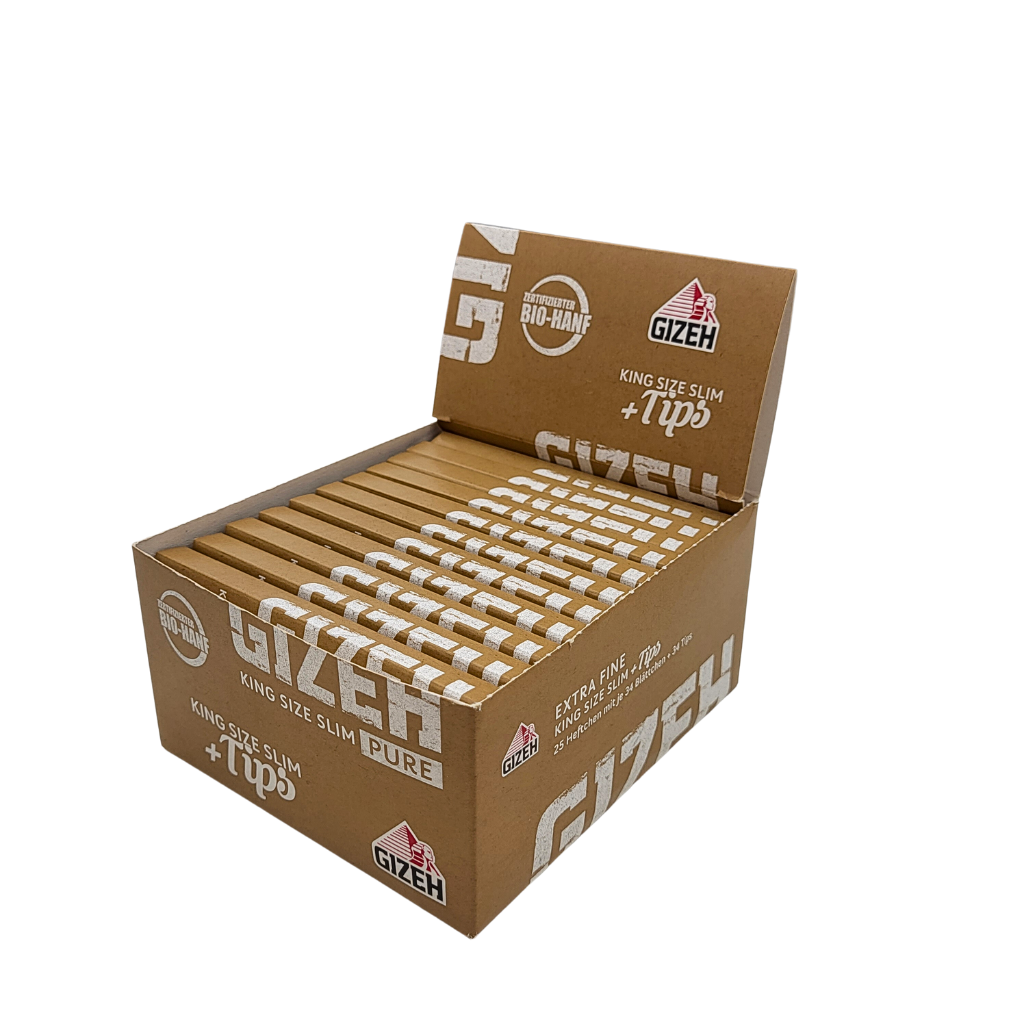 BOX GIZEH Brown Zigarettenpapier KingSize Slim + TIPS 