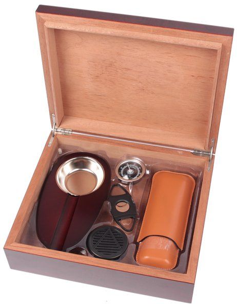 Humidor-Set Kirsche mit Zigarrenetui 