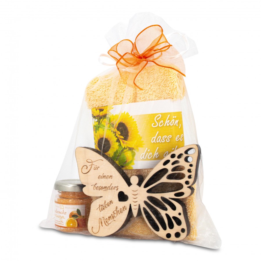 Geschenkset Schmetterling Lieber Mensch Orange 