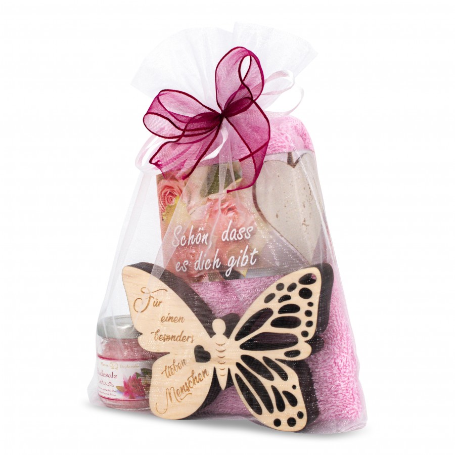 Geschenkset Schmetterling Lieber Mensch Fuchsia 