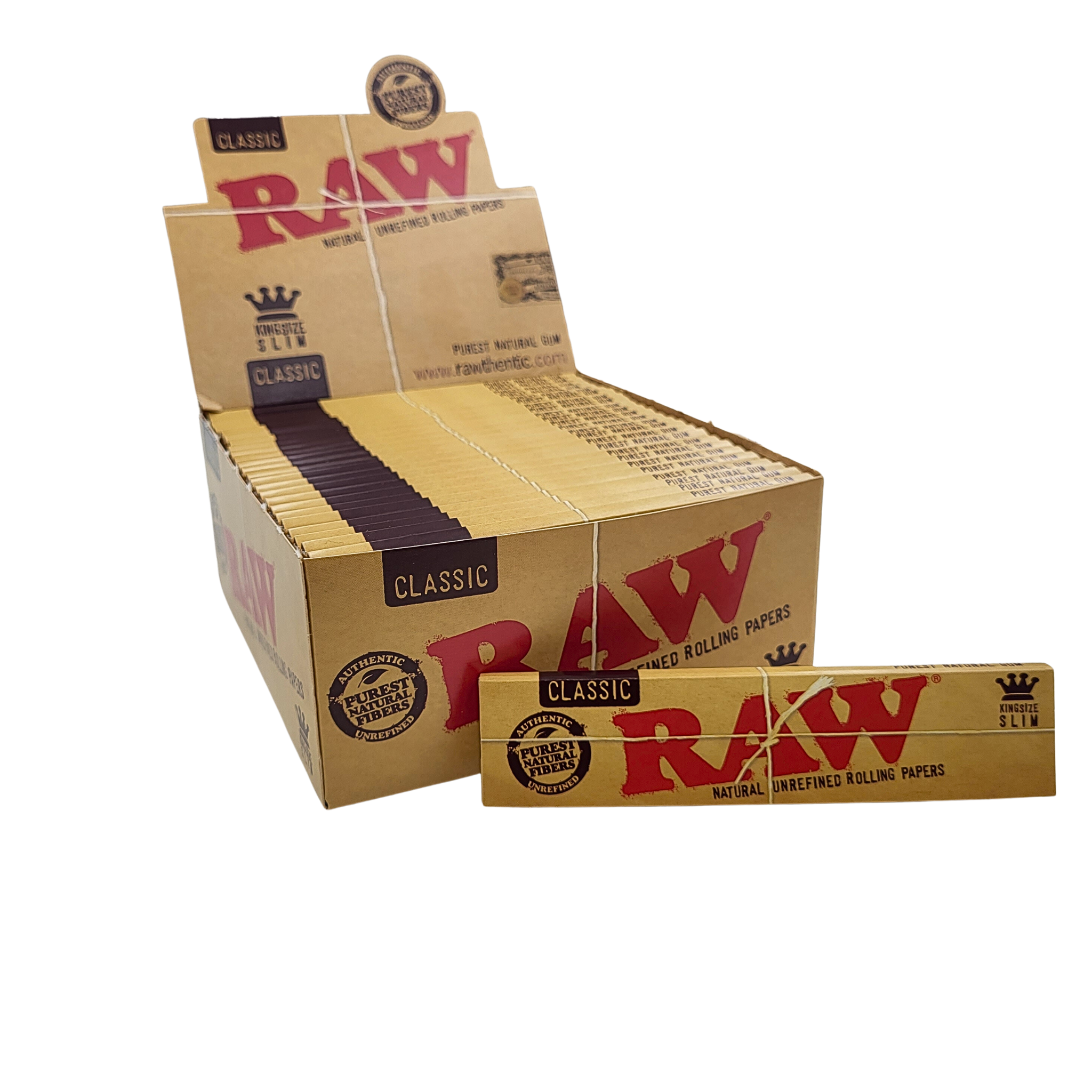 BOX RAW Classic King Size Slim Rolling Paper, 24 Stück 