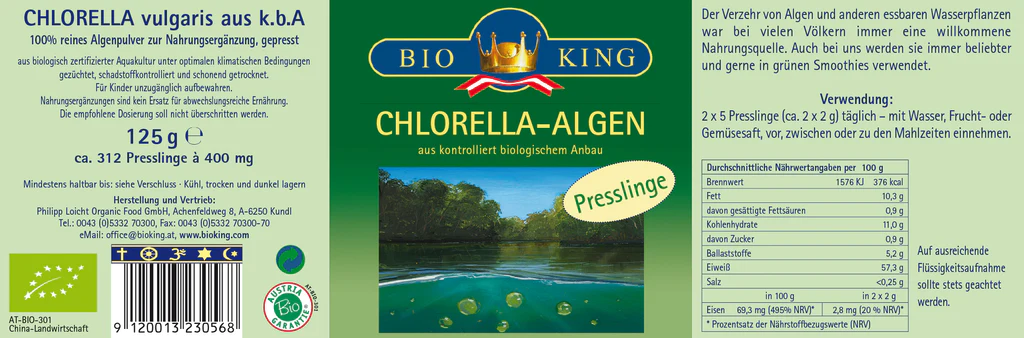 BioKing Bio Chlorella-Algen Presslinge, 125g-1000g 125 g