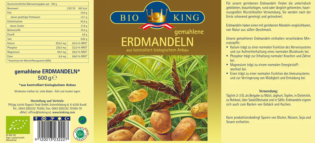 BioKing Bio Erdmandeln Gemahlen/Gerieben, 500g-1000g 500 g