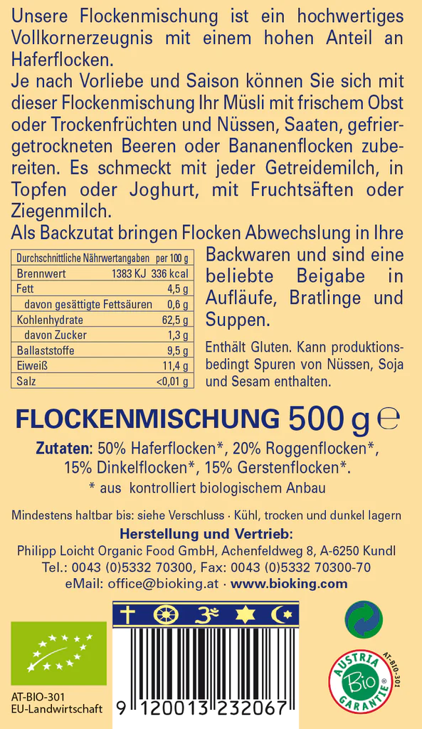 BioKing Bio Flockenmischung, 500g 