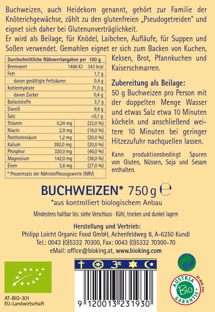 BioKing Bio Buchweizen Ganz, 500g-750g 750g