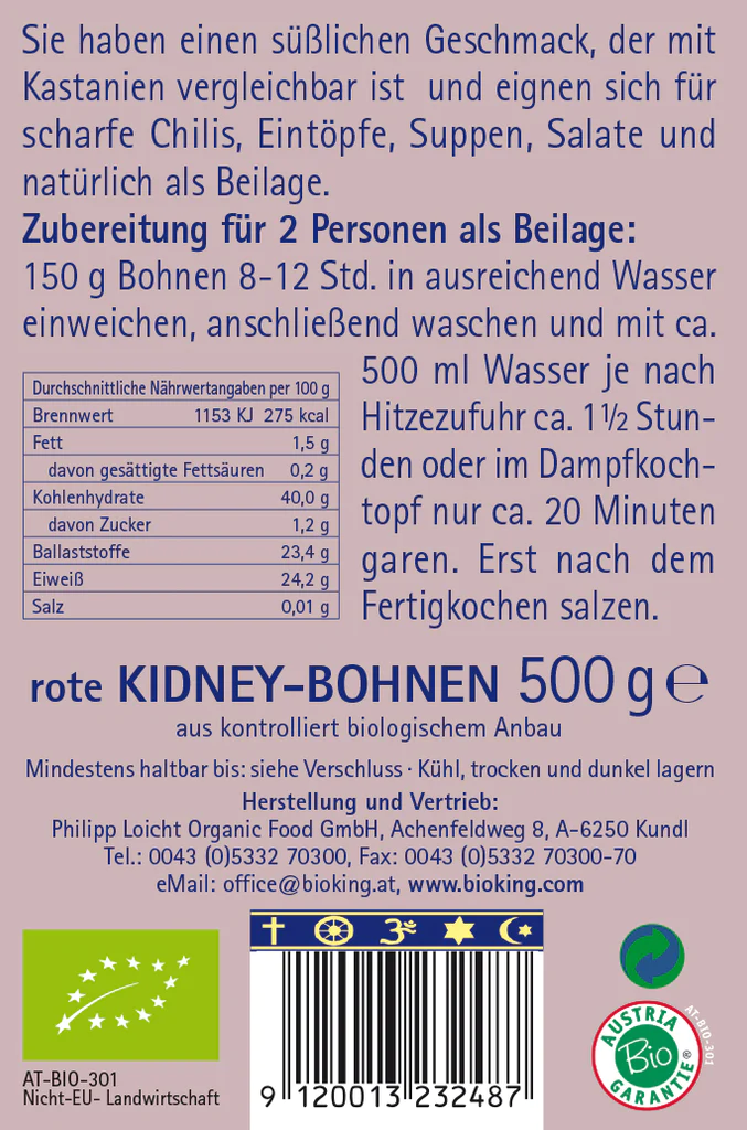 BioKing Bio Rote Kidney-Bohnen, 500g 
