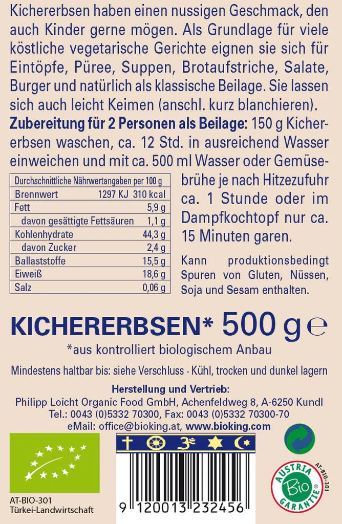 BioKing Bio Kichererbsen, 500g 