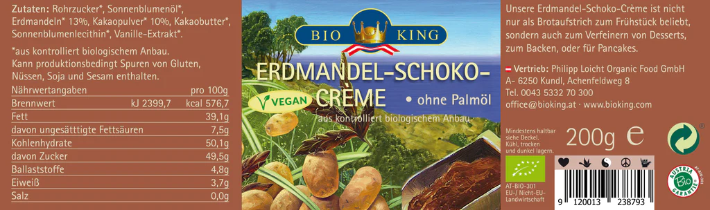 BioKing Bio Erdmandel-Schoko-Créme, 200g 