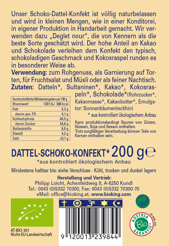 BioKing Bio Dattel-Schoko-Konfekt, 200g 