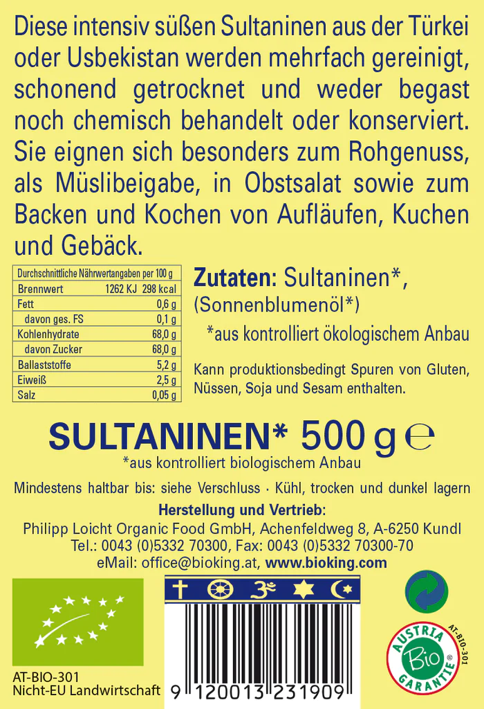 BioKing Bio Sultaninen/Rosinen, 250g-500g 500g