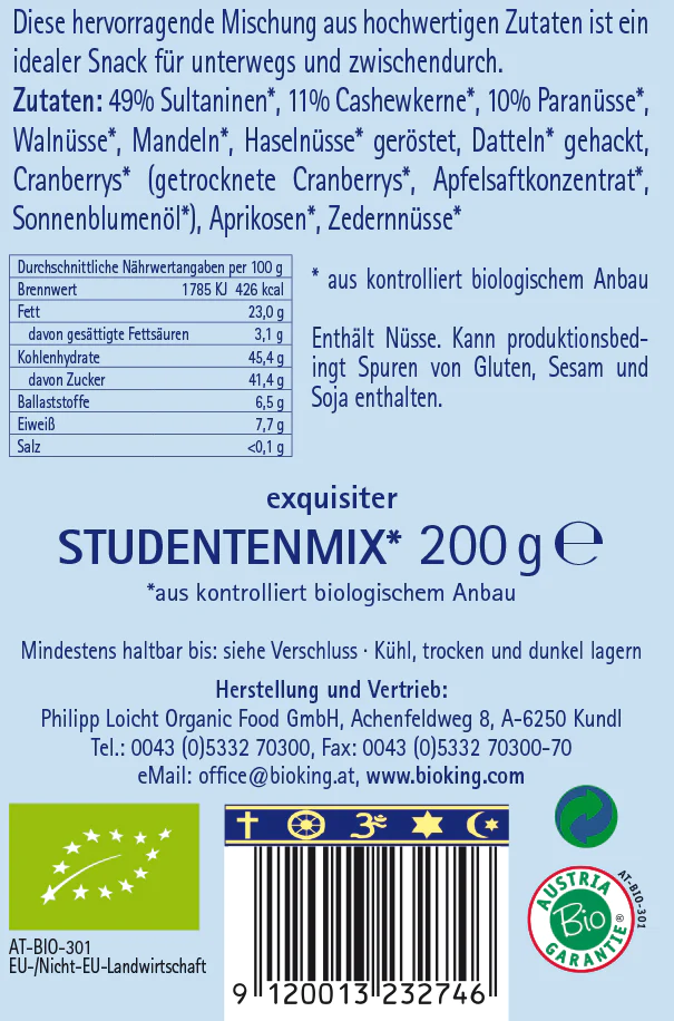 BioKing Bio Studentenmix, 200g 