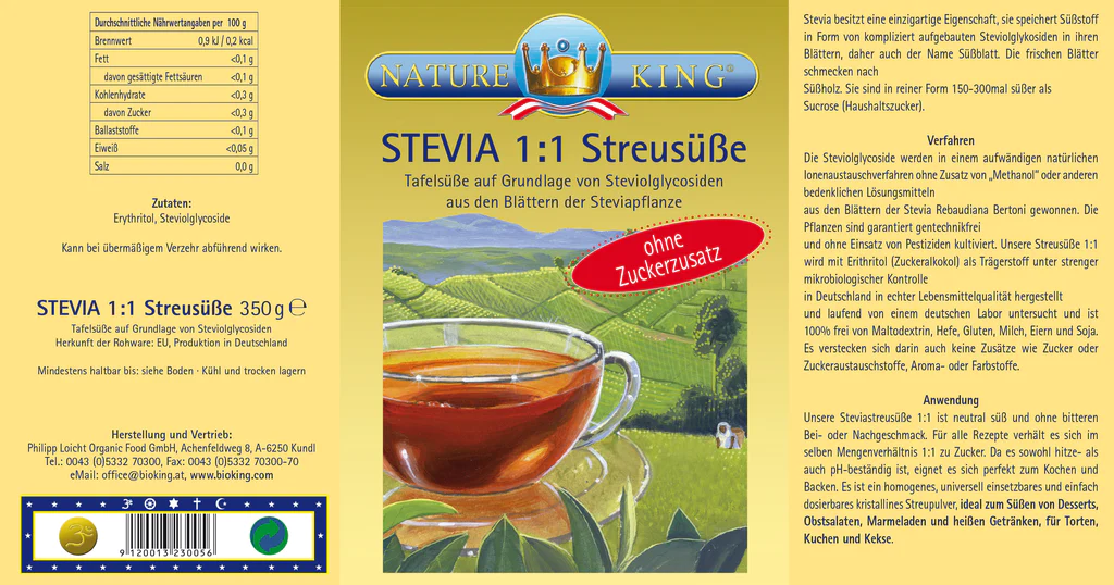 BioKing Stevia Streusüße 1:1, 350g-750g 