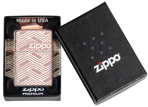 Zippo Feuerzeug "Abstract Laser Design High Polish Gold" mit Logo 
