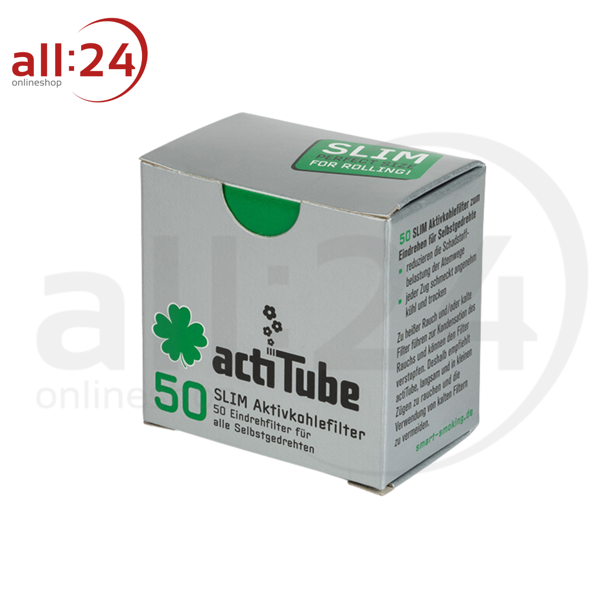 ACTITUBE Aktivkohlefilter 7mm - Karton mit 10 Boxen á 50 Stück 