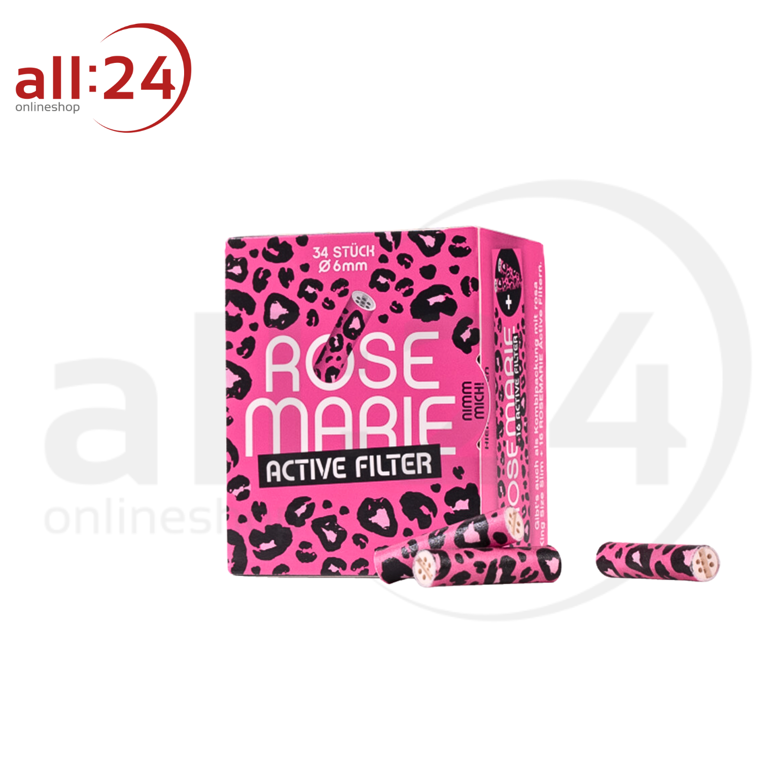 MARIE Rosemarie Active Filter 6mm - 10 Boxen à 34 Rosa-Leo Aktivkohlefilter 