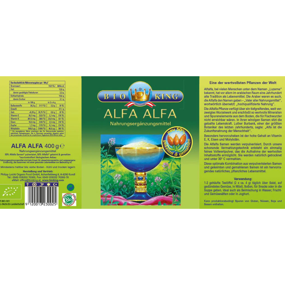 BioKing Bio Alfa Alfa gekeimt 400 g