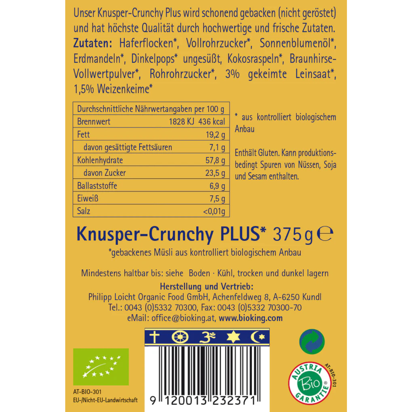 BioKing Bio Crunchy Plus Ballaststoffe, 375g 