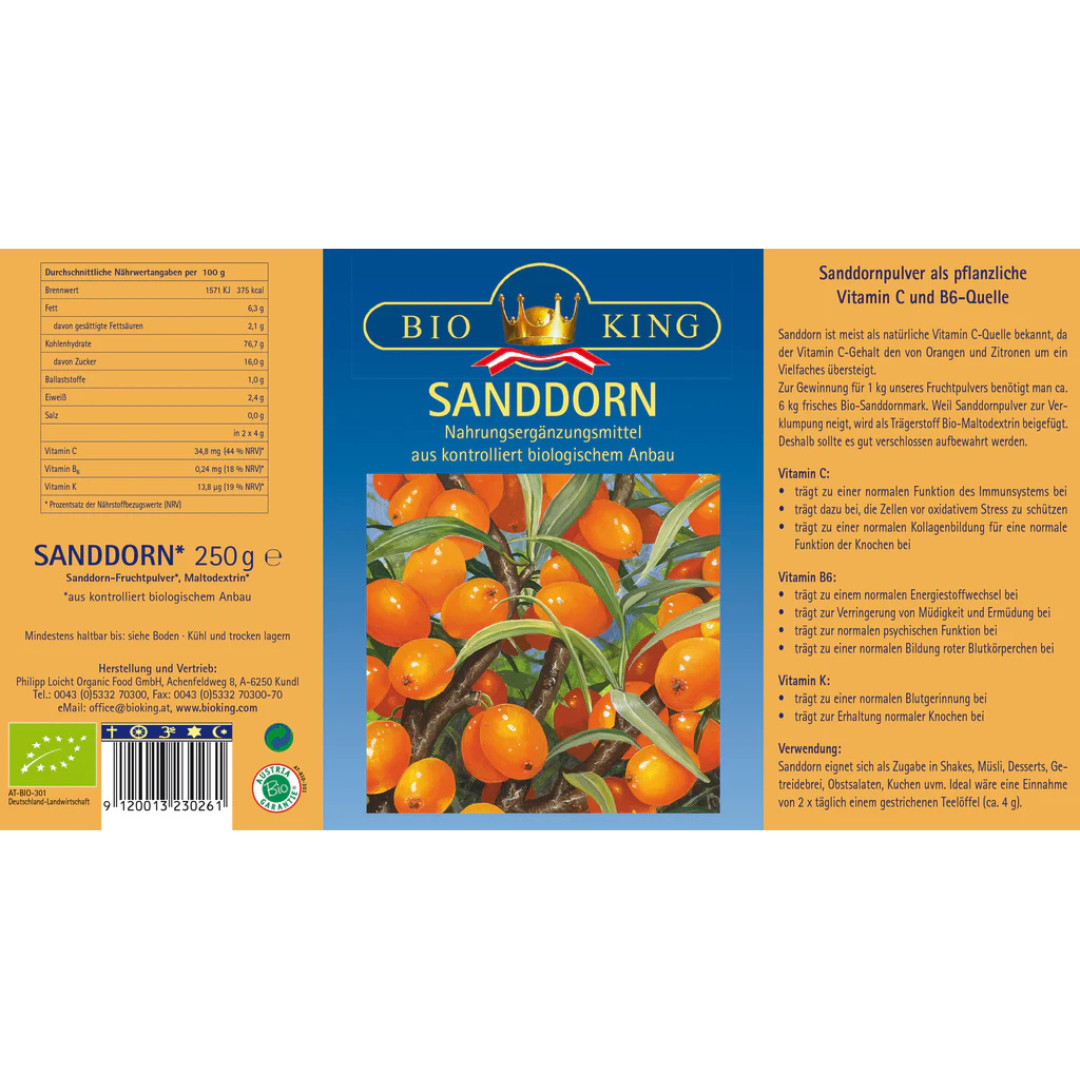 BioKing Bio Sanddorn Fruchtpulver 500 g