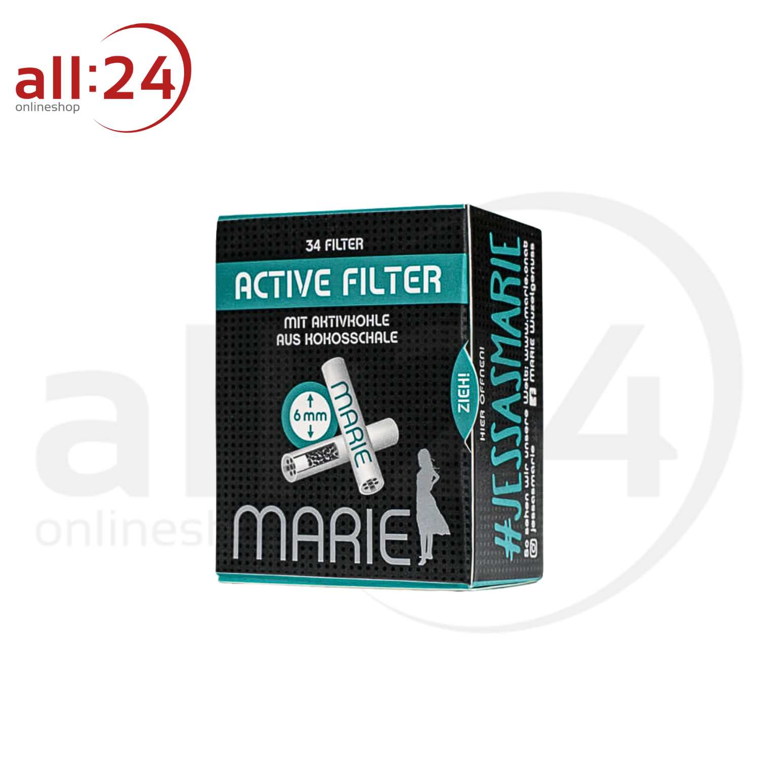 MARIE Active Filter 6mm - Box mit 34 Aktivkohlefiltern 
