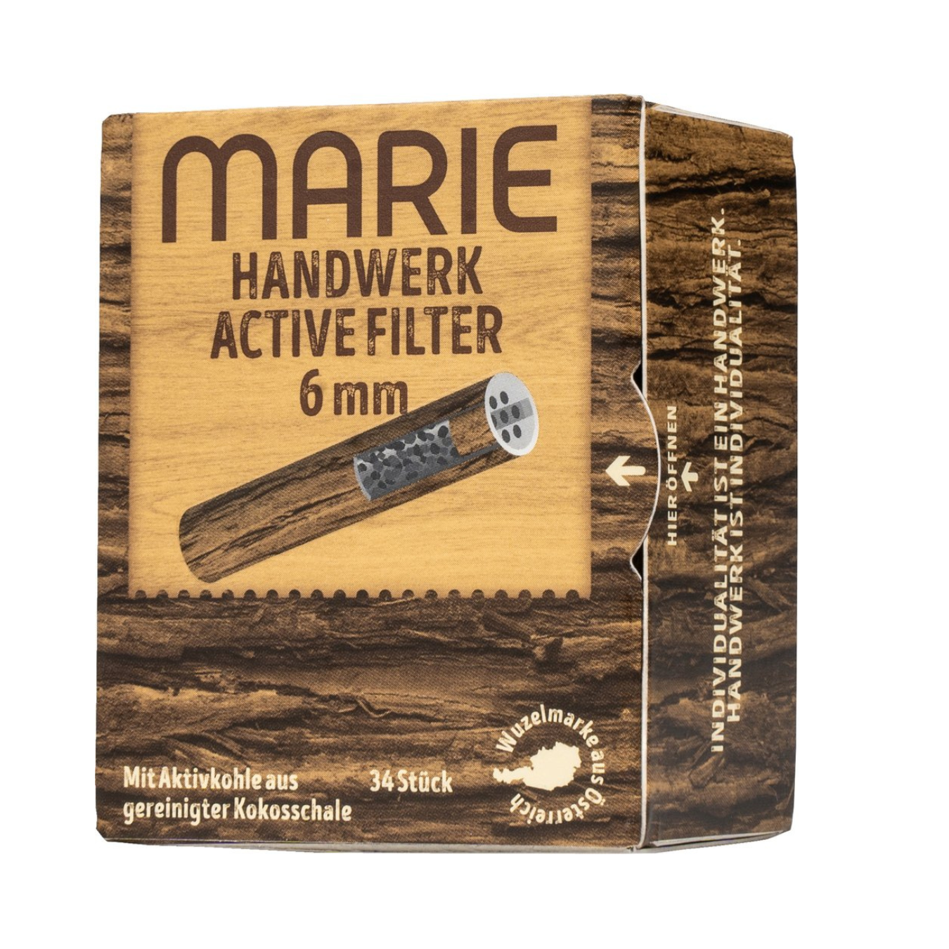 MARIE Brown Active Filter 6mm - 10 Boxen à 34 Holzoptik Aktivkohlefilter 