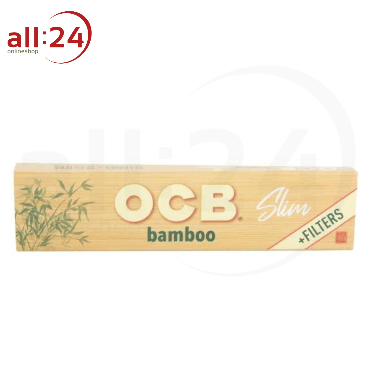 BOX OCB Bamboo King Size Slim Zigarettenpapier + Filter Tips - 50 Stück, Ungebleichte Bambusfasern 