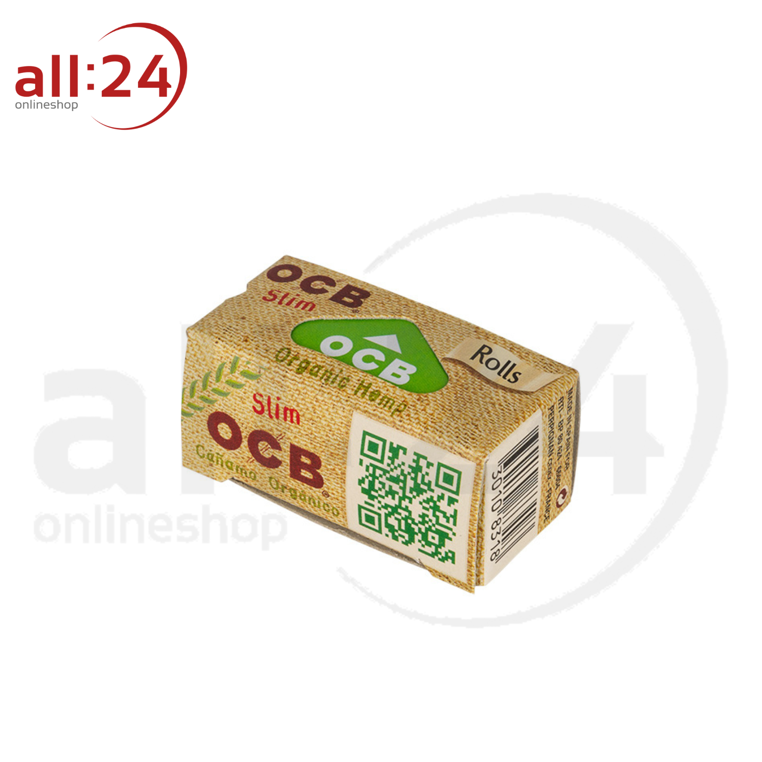 OCB Organic Hemp Rolls Zigarettenpapier aus Hanf - 24er Pack in praktischer Box 