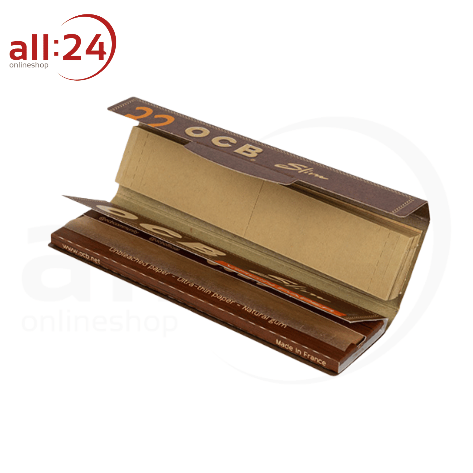 OCB Unbleached Virgin Long Papers + Filter Tips 32er Karton 