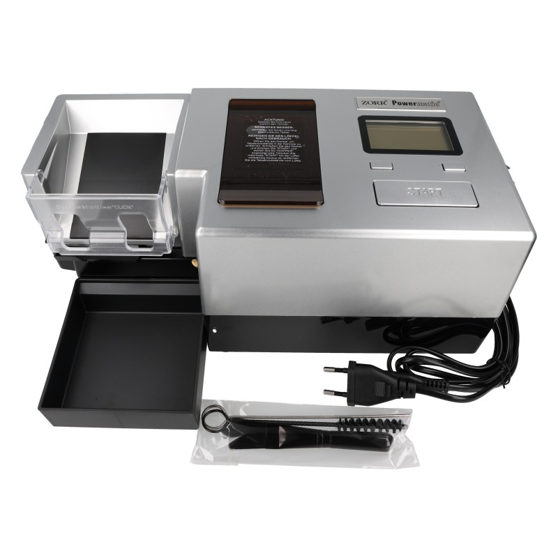 Powermatic 5 + Plus Deluxe Stopfmaschine Silber mit Schredder 