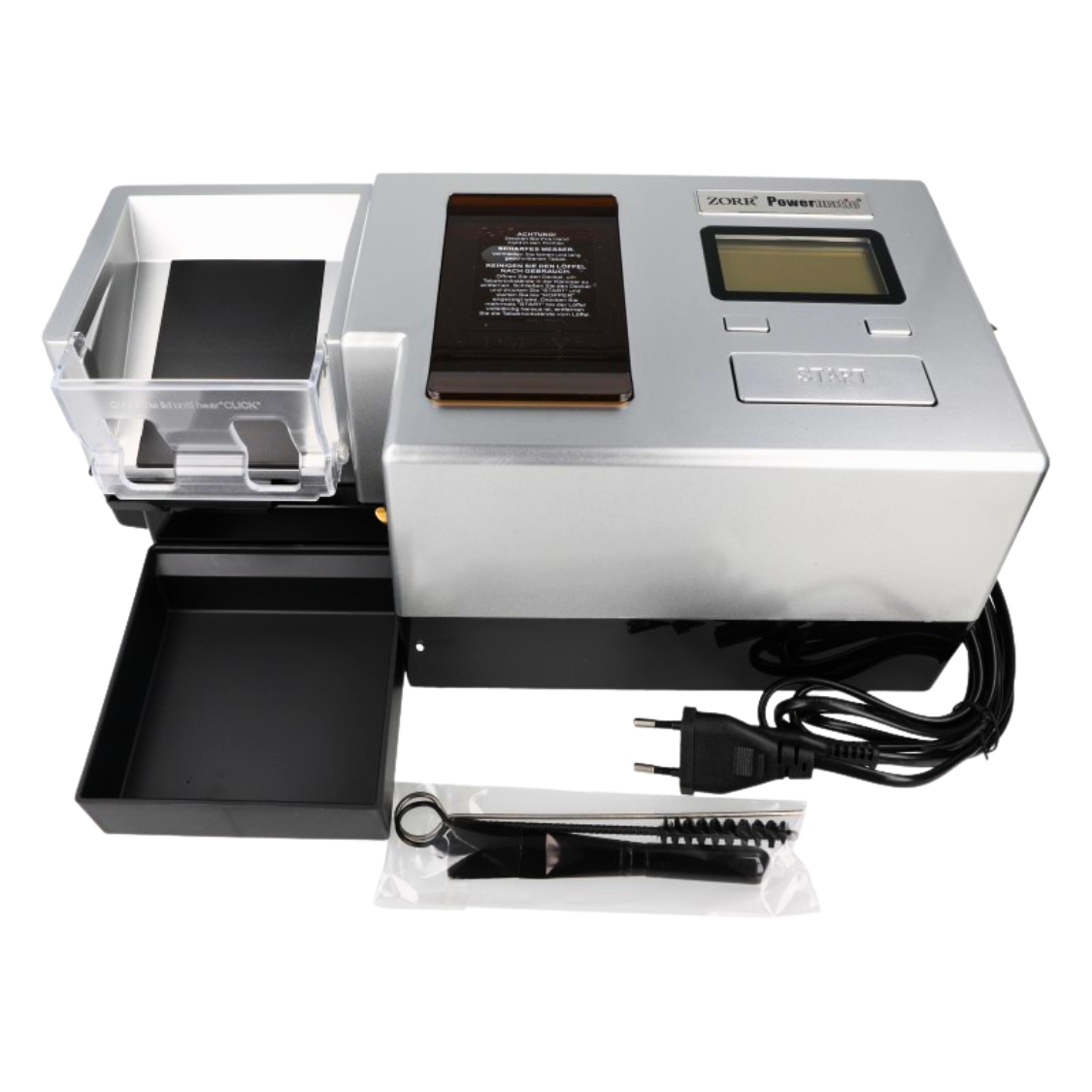 Powermatic 5 + Plus Deluxe Stopfmaschine Silber mit Schredder 