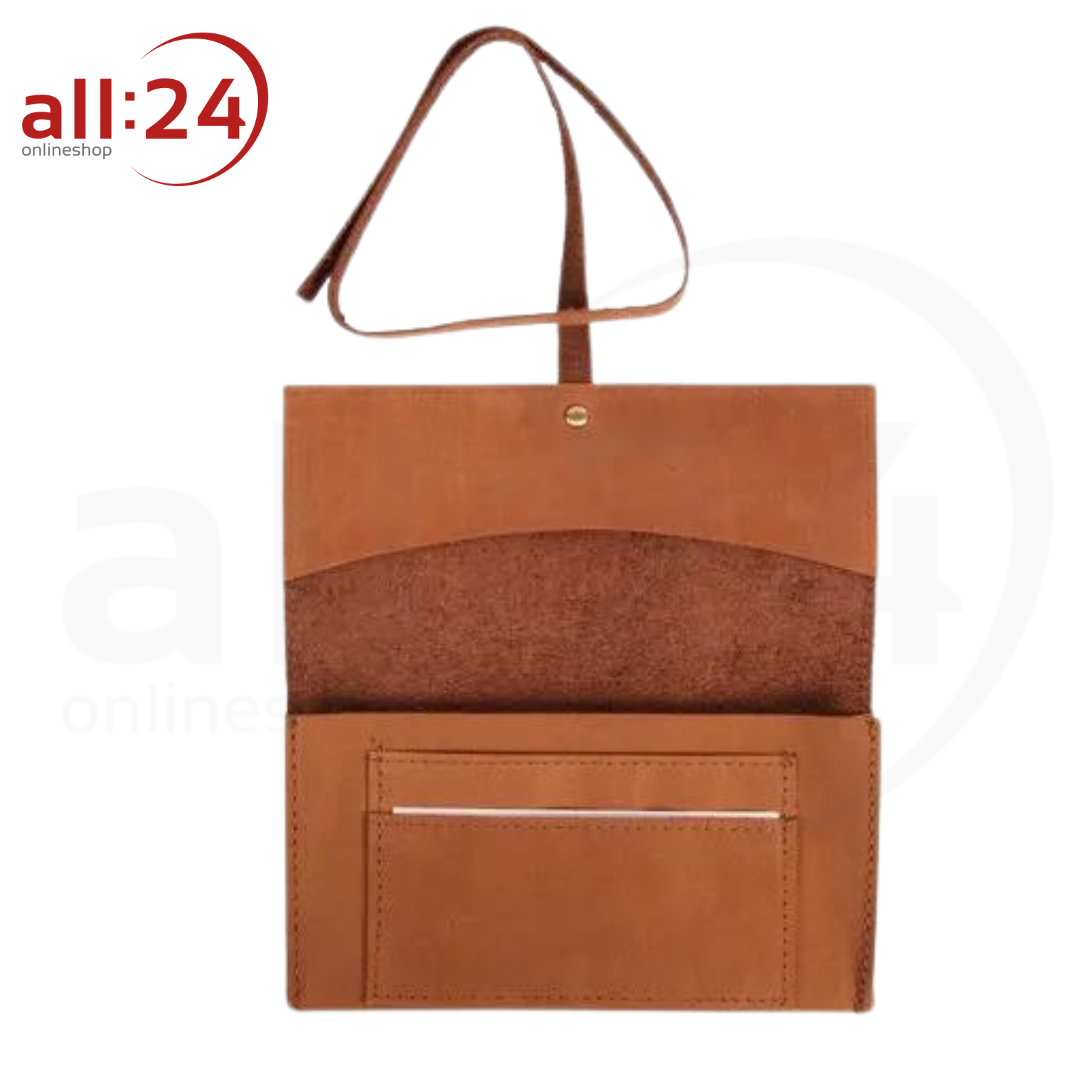 Tabaktasche Leder Cognac mit Bandverschluss 