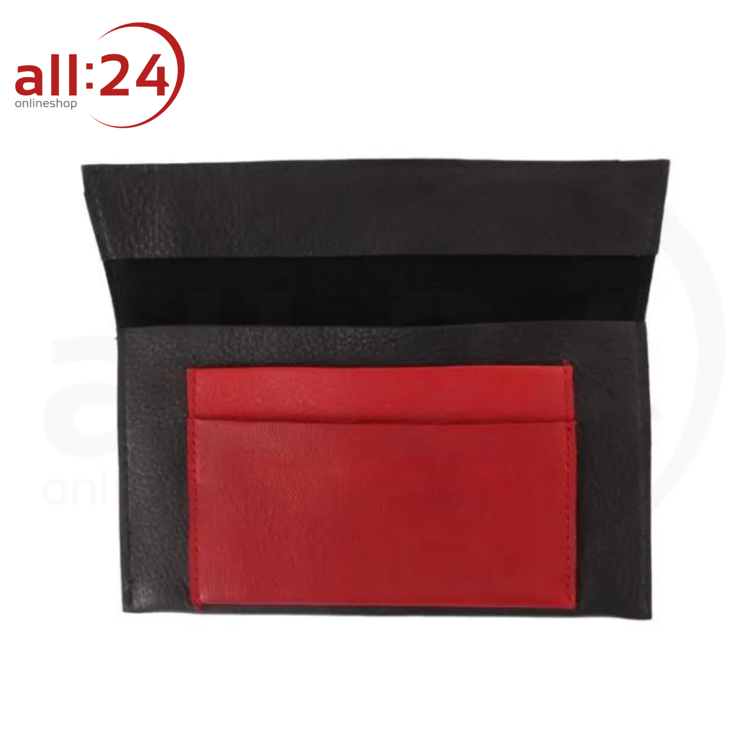 Tabaktasche Leder rot/schwarz mit Druckverschluss 