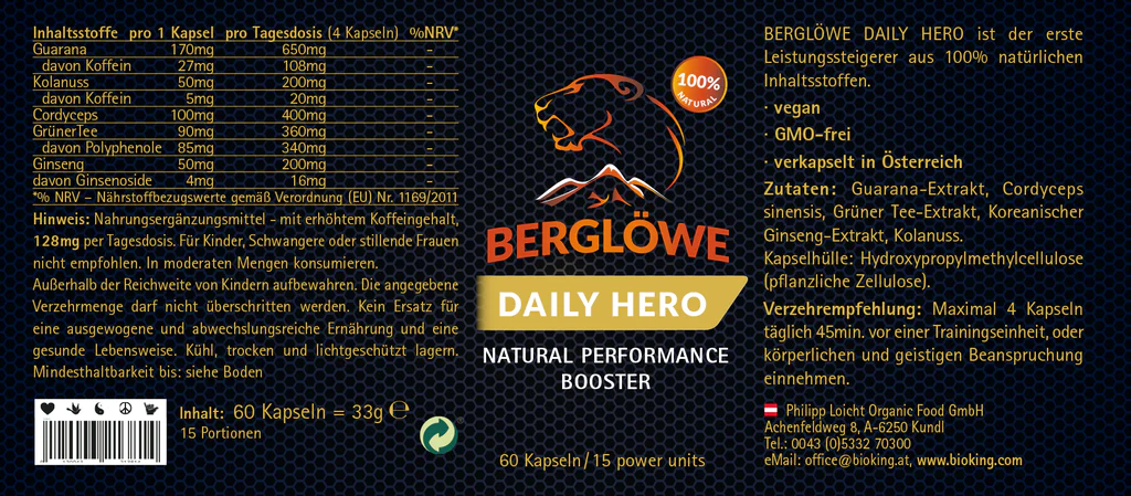 Berglöwe Daily Hero - Natural Performance Booster 60 Kapseln 