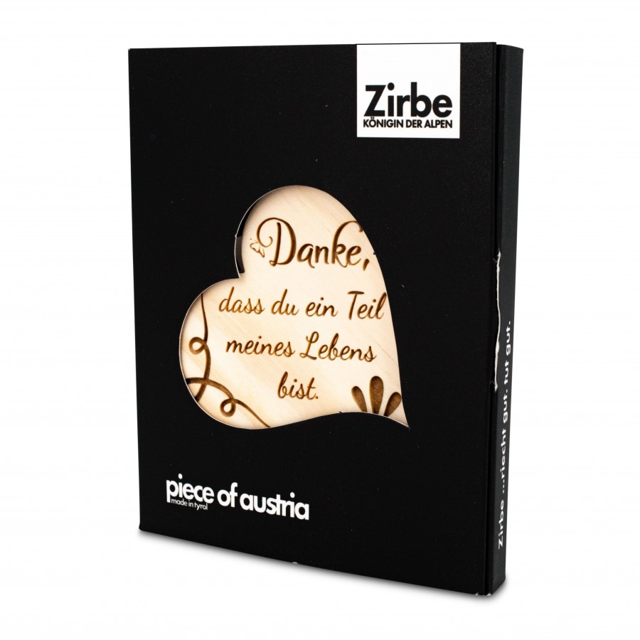 Zirbenherz Mini Aufschrift Danke dass du ein Teil meines Lebens bist 
