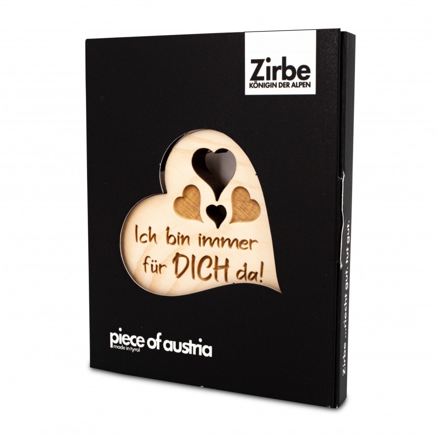 Zirbenherz Mini Aufschrift Ich bin immer für dich da 