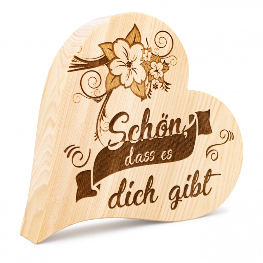 Zirbenherz Gravur Schön dass es dich gibt 12 cm 