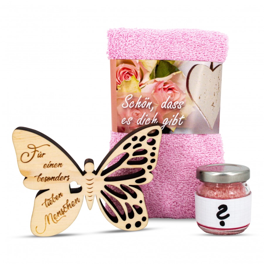 Geschenkset Schmetterling Lieber Mensch Fuchsia 
