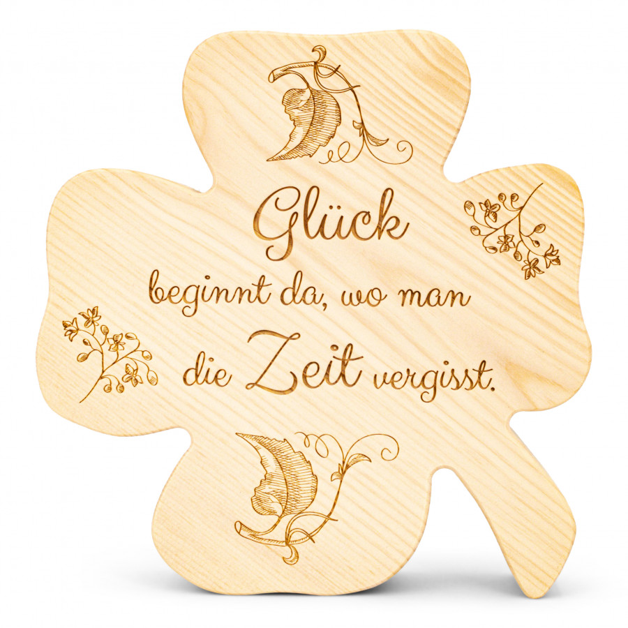 Zirbenkleeblatt Glück beginnt da 