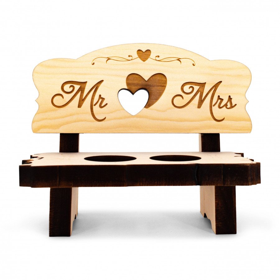 Zirben Schnapsbank 2er Mr & Mrs 