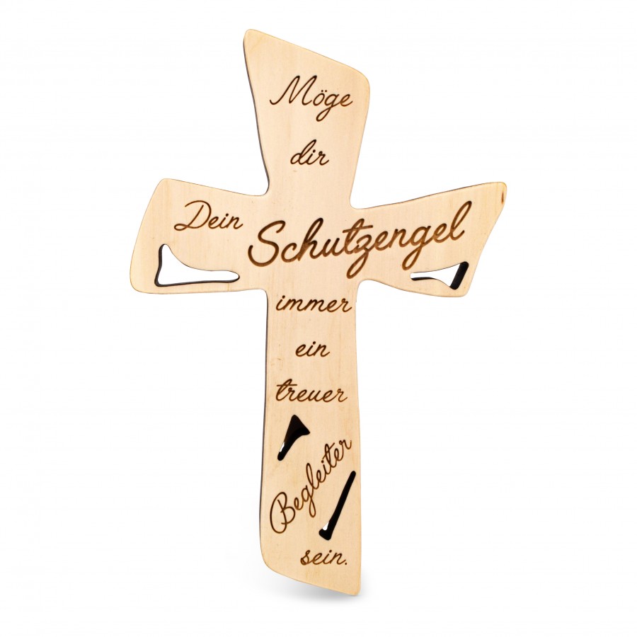 Zirbenkreuz Dein Schutzengel 21 cm 