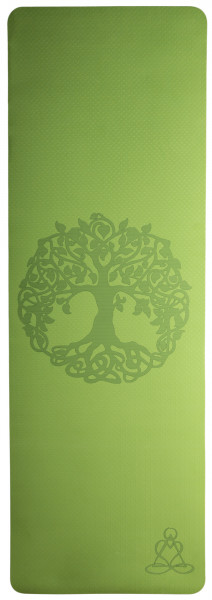 Yogamatte TPE ecofriendly Hellgrün mit Baum des Lebens 