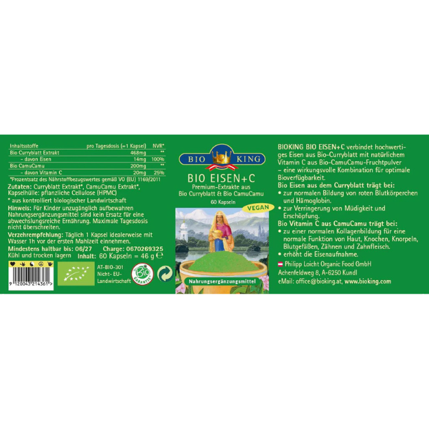 BioKing Bio Eisen mit Vitamin C 60 Kapseln 