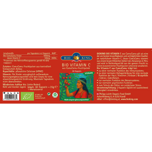 BioKing Natürliches Vitamin C Camucamu 60 Kapseln 